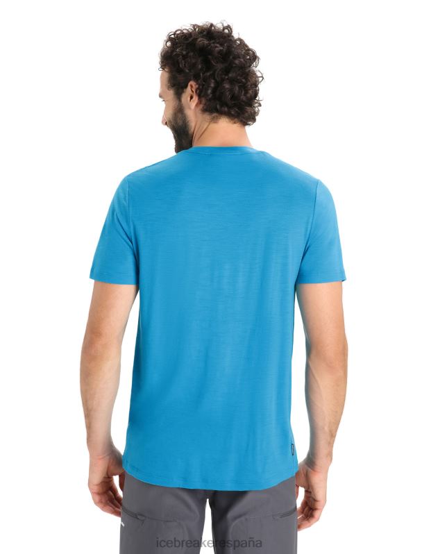 Icebreaker hombres camiseta merino tech lite ii manga corta trail excursionista 0V2J037 ropa geo azul