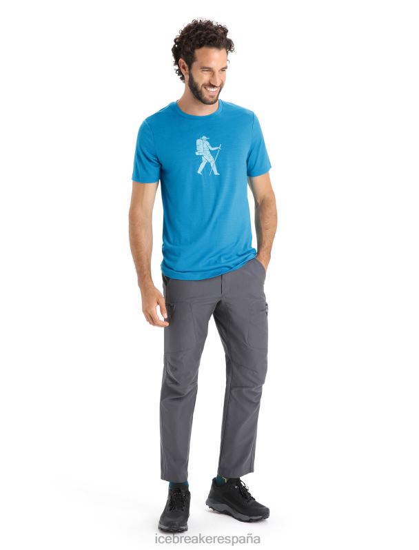 Icebreaker hombres camiseta merino tech lite ii manga corta trail excursionista 0V2J037 ropa geo azul