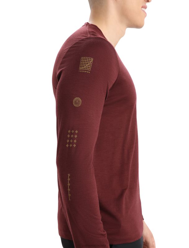 Icebreaker hombres camiseta merino tech lite ii manga larga cumbre pisada 0V2J0379 ropa Café exprés