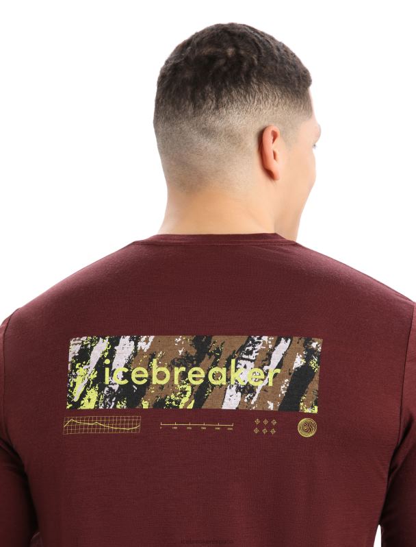 Icebreaker hombres camiseta merino tech lite ii manga larga cumbre pisada 0V2J0379 ropa Café exprés