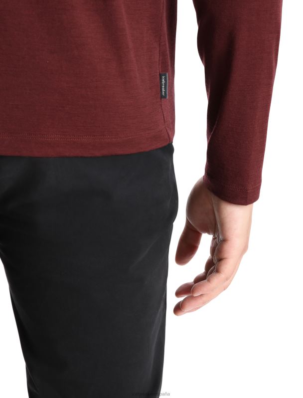Icebreaker hombres camiseta merino tech lite ii manga larga cumbre pisada 0V2J0379 ropa Café exprés