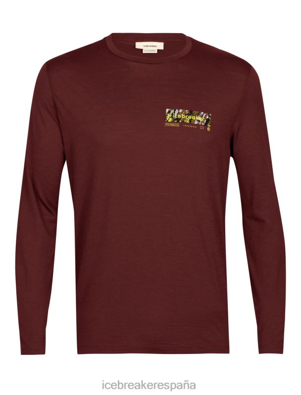 Icebreaker hombres camiseta merino tech lite ii manga larga cumbre pisada 0V2J0379 ropa Café exprés