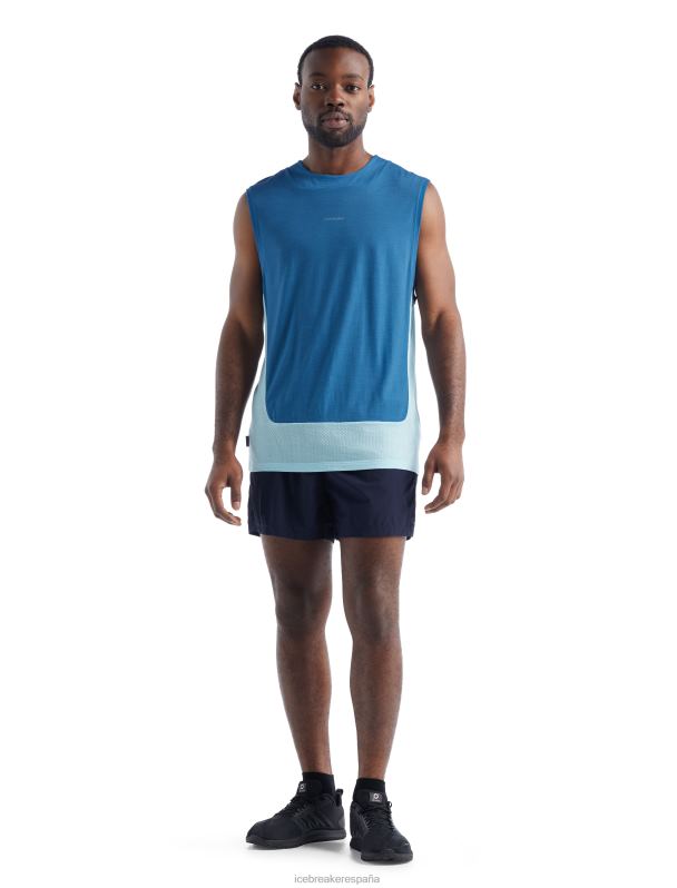 Icebreaker hombres camiseta sin mangas de merino de punto de zona 0V2J0490 ropa azul/neblina