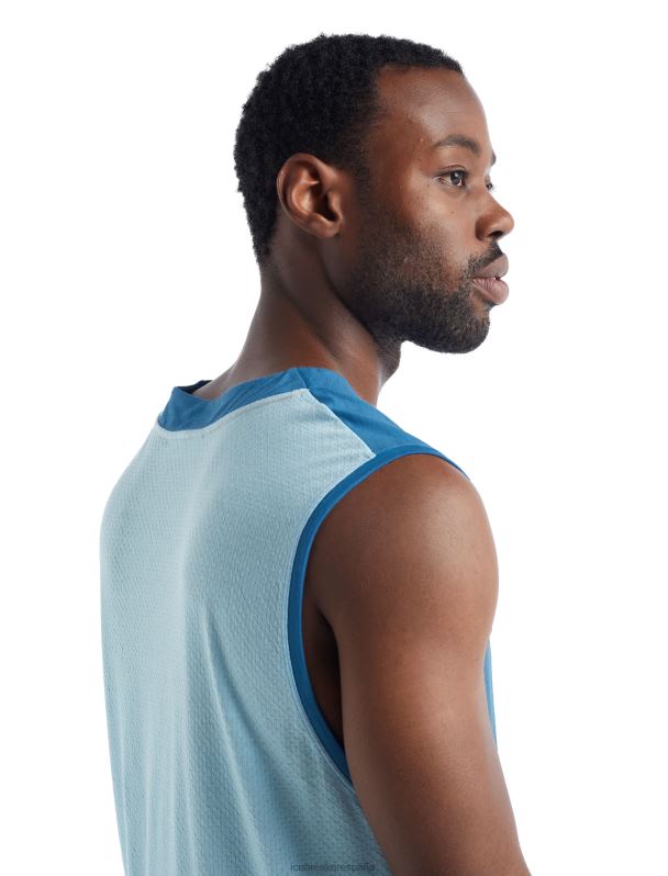 Icebreaker hombres camiseta sin mangas de merino de punto de zona 0V2J0490 ropa azul/neblina