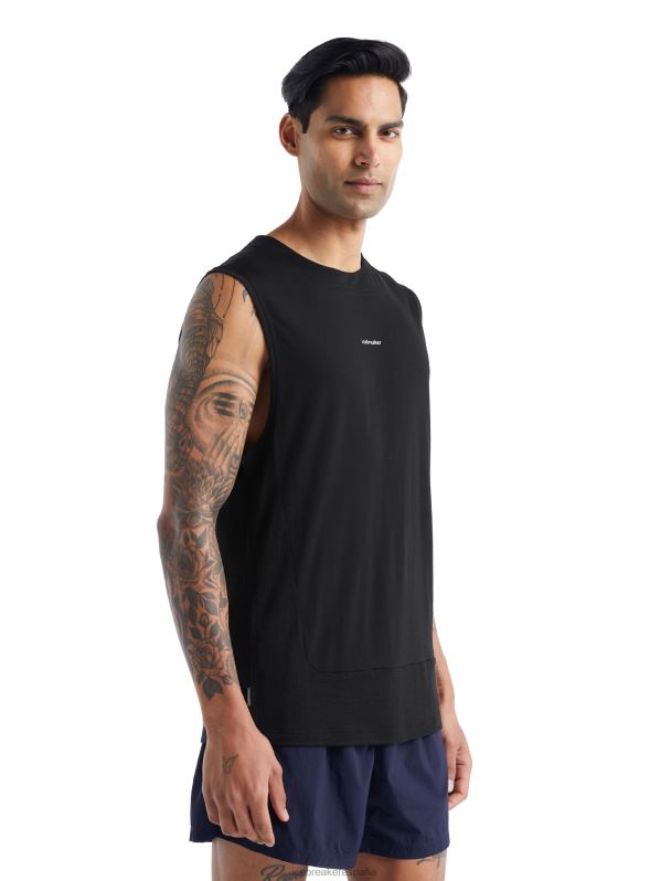 Icebreaker hombres camiseta sin mangas de merino de punto de zona 0V2J0491 ropa negro