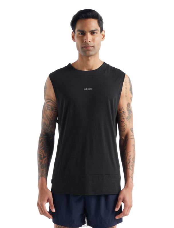 Icebreaker hombres camiseta sin mangas de merino de punto de zona 0V2J0491 ropa negro