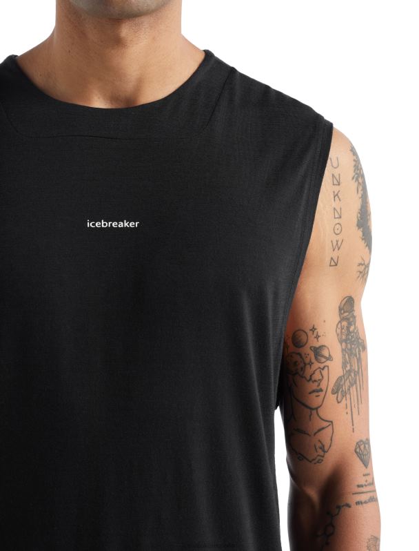 Icebreaker hombres camiseta sin mangas de merino de punto de zona 0V2J0491 ropa negro