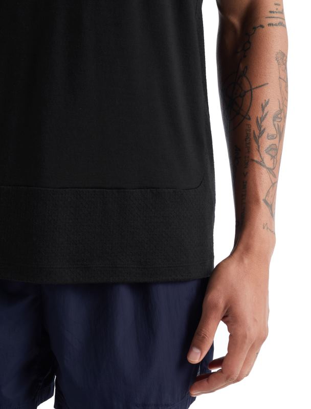 Icebreaker hombres camiseta sin mangas de merino de punto de zona 0V2J0491 ropa negro