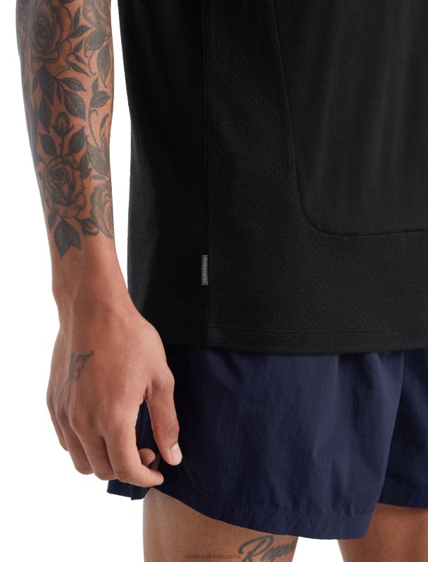 Icebreaker hombres camiseta sin mangas de merino de punto de zona 0V2J0491 ropa negro