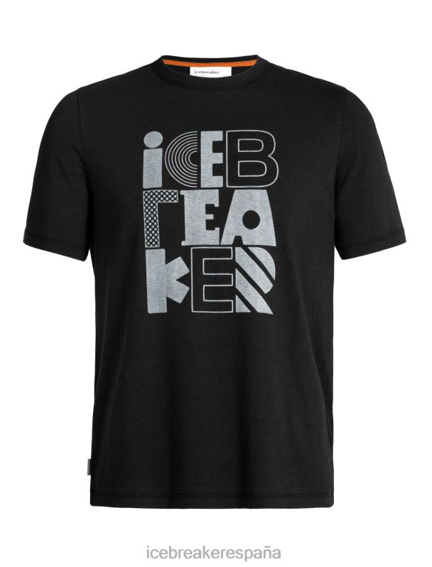 Icebreaker hombres pila de camiseta de manga corta central merino 0V2J0485 ropa negro