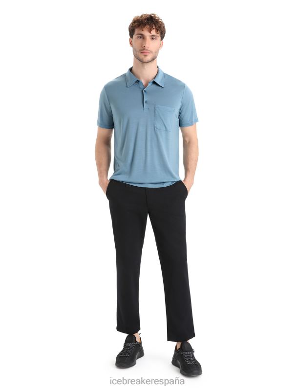 Icebreaker hombres polo manga corta merino drayden 0V2J011 ropa azul astral
