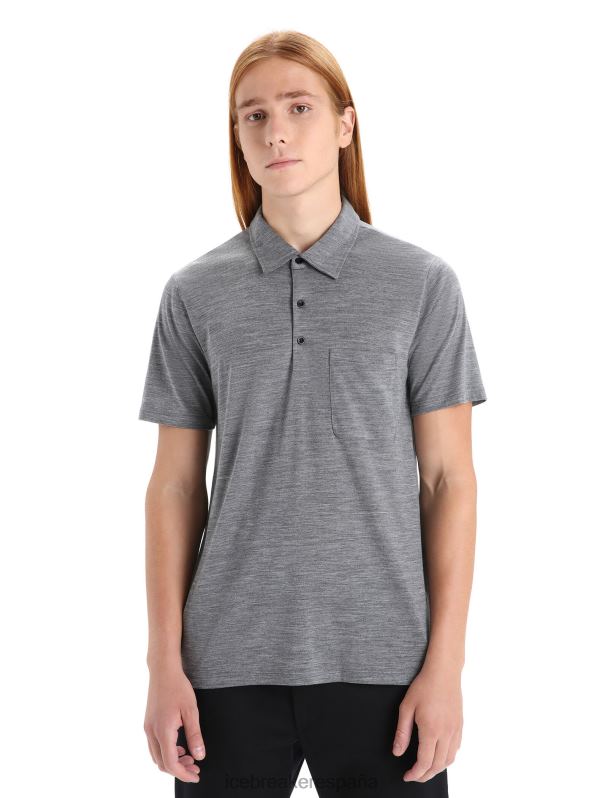 Icebreaker hombres polo manga corta merino drayden 0V2J012 ropa brezo de piedra arenisca