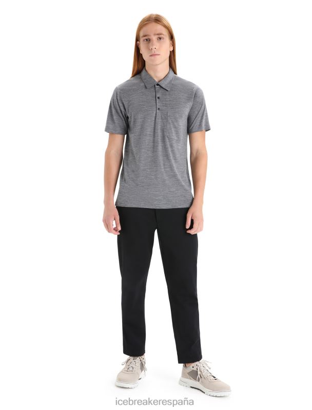 Icebreaker hombres polo manga corta merino drayden 0V2J012 ropa brezo de piedra arenisca