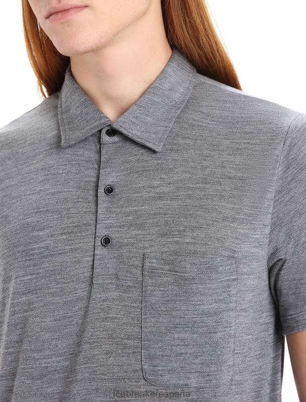 Icebreaker hombres polo manga corta merino drayden 0V2J012 ropa brezo de piedra arenisca