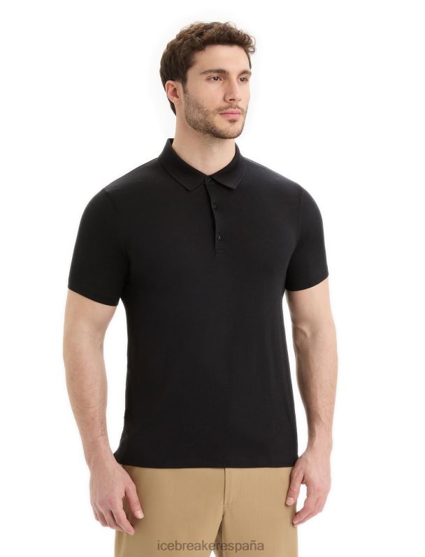 Icebreaker hombres polo manga corta merino tech lite ii 0V2J040 ropa negro