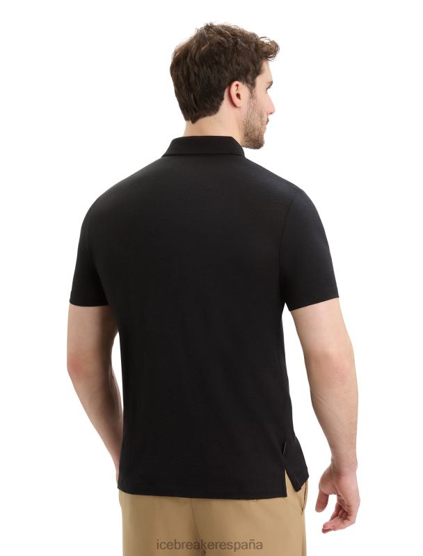 Icebreaker hombres polo manga corta merino tech lite ii 0V2J040 ropa negro