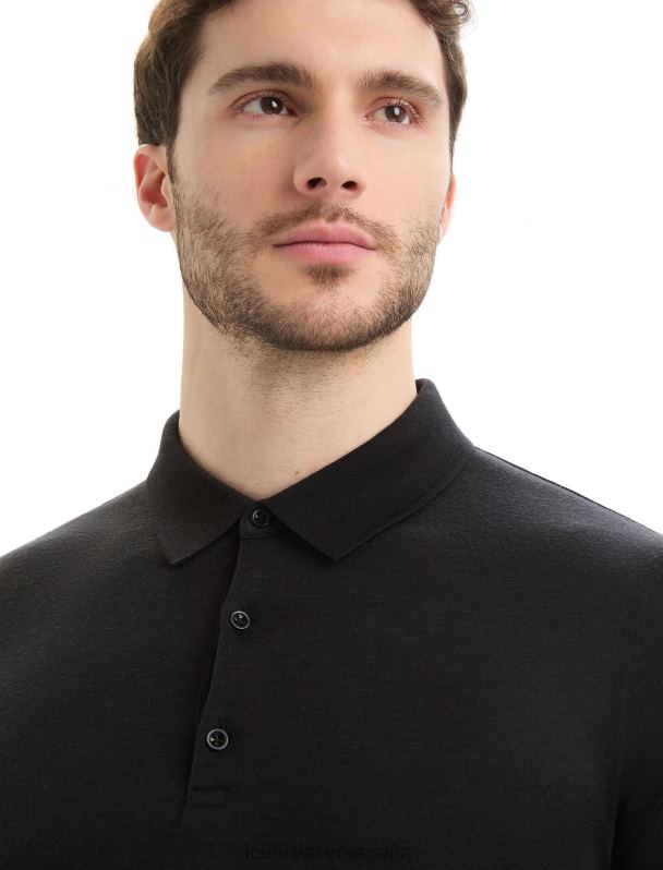 Icebreaker hombres polo manga corta merino tech lite ii 0V2J040 ropa negro