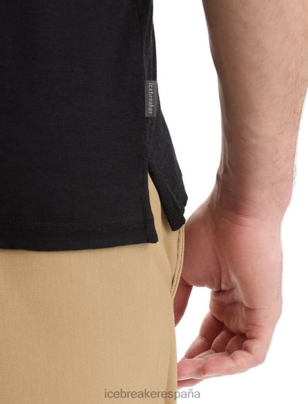 Icebreaker hombres polo manga corta merino tech lite ii 0V2J040 ropa negro