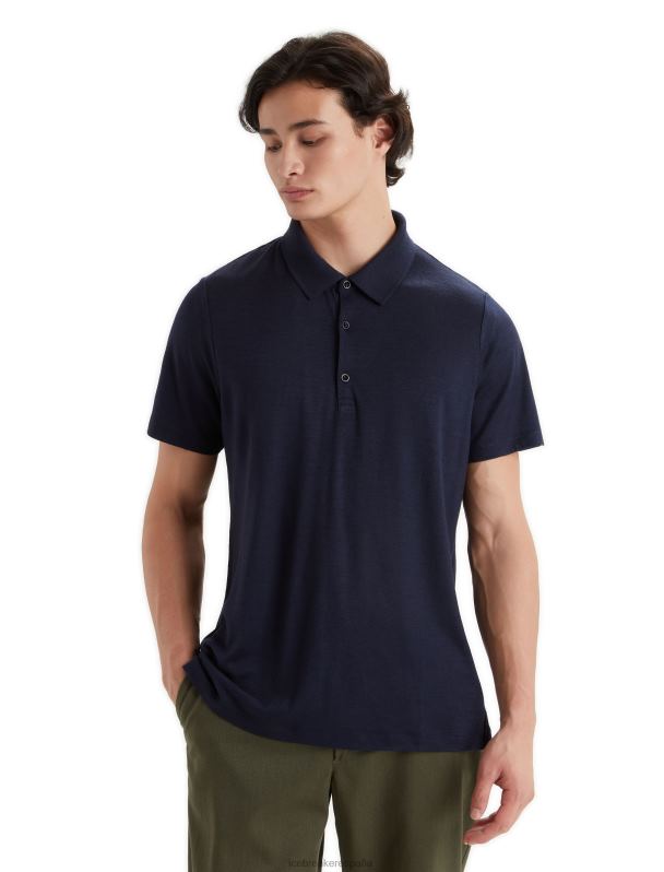 Icebreaker hombres polo manga corta merino tech lite ii 0V2J041 ropa azul marino de medianoche