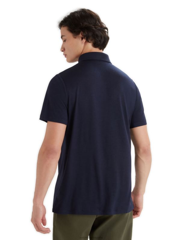 Icebreaker hombres polo manga corta merino tech lite ii 0V2J041 ropa azul marino de medianoche