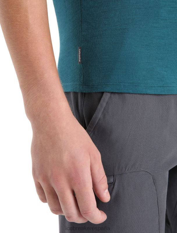 Icebreaker hombres top de manga corta de lana merino 0V2J086 ropa gloria verde
