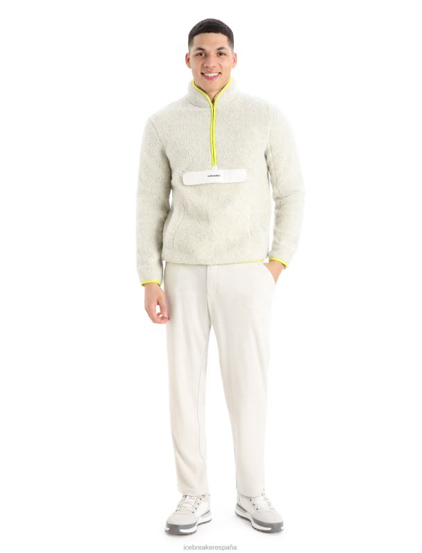 Icebreaker hombres Chaqueta de lana merina de pelo alto, manga larga y media cremallera 0V2J0371 ropa crudo jaspeado/brillo