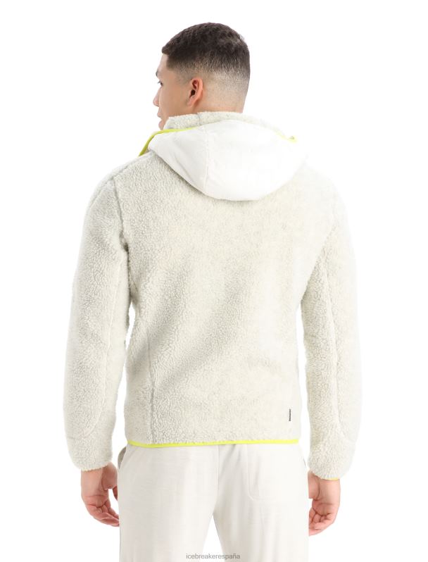 Icebreaker hombres Realfleece merino capucha de manga larga con cremallera y pelo alto 0V2J0415 ropa crudo jaspeado/nieve
