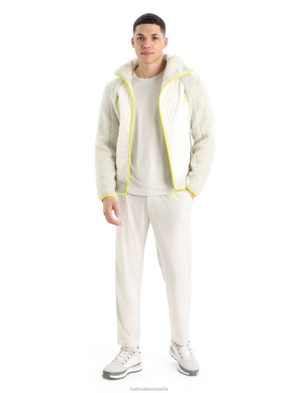 Icebreaker hombres Realfleece merino capucha de manga larga con cremallera y pelo alto 0V2J0415 ropa crudo jaspeado/nieve
