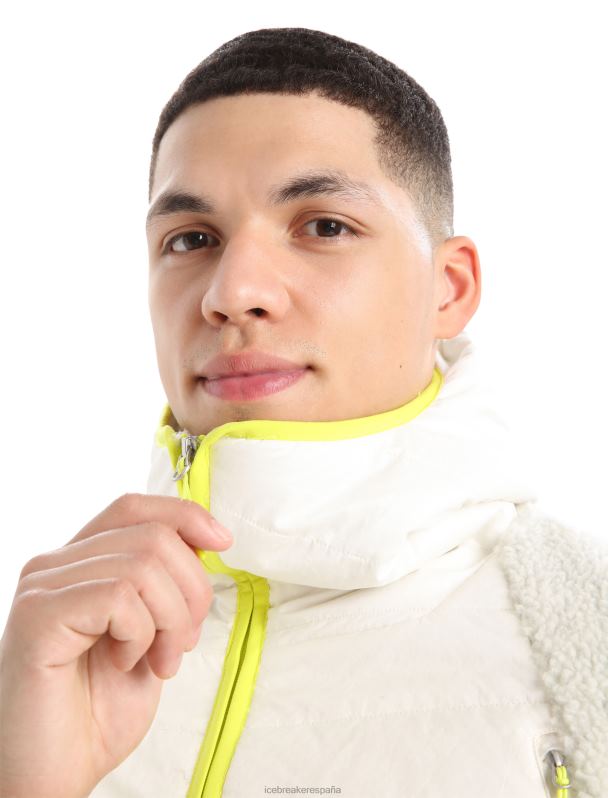 Icebreaker hombres Realfleece merino capucha de manga larga con cremallera y pelo alto 0V2J0415 ropa crudo jaspeado/nieve