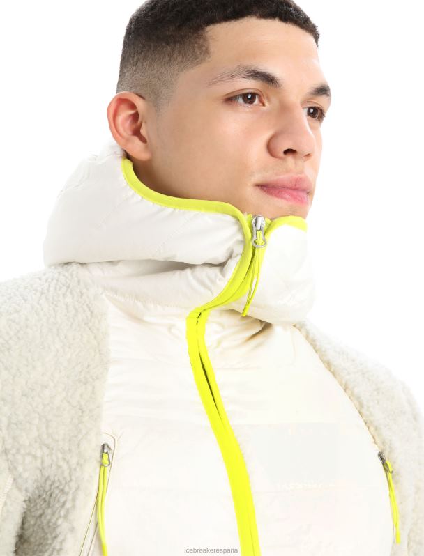 Icebreaker hombres Realfleece merino capucha de manga larga con cremallera y pelo alto 0V2J0415 ropa crudo jaspeado/nieve