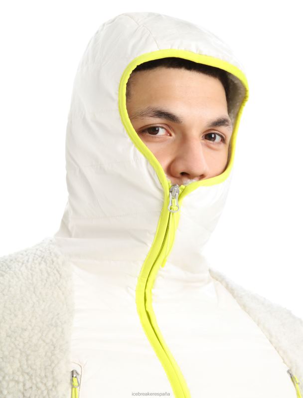 Icebreaker hombres Realfleece merino capucha de manga larga con cremallera y pelo alto 0V2J0415 ropa crudo jaspeado/nieve