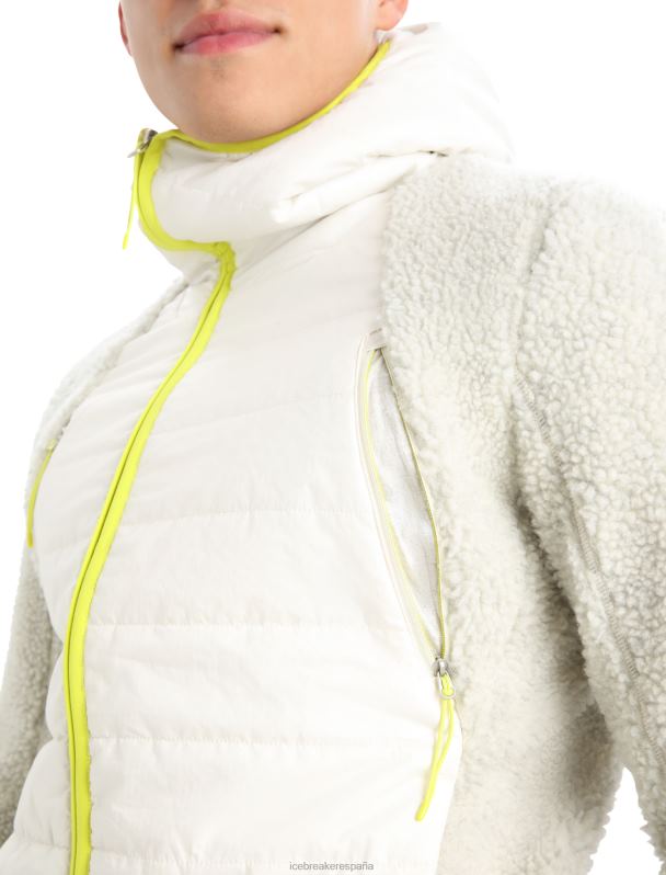 Icebreaker hombres Realfleece merino capucha de manga larga con cremallera y pelo alto 0V2J0415 ropa crudo jaspeado/nieve