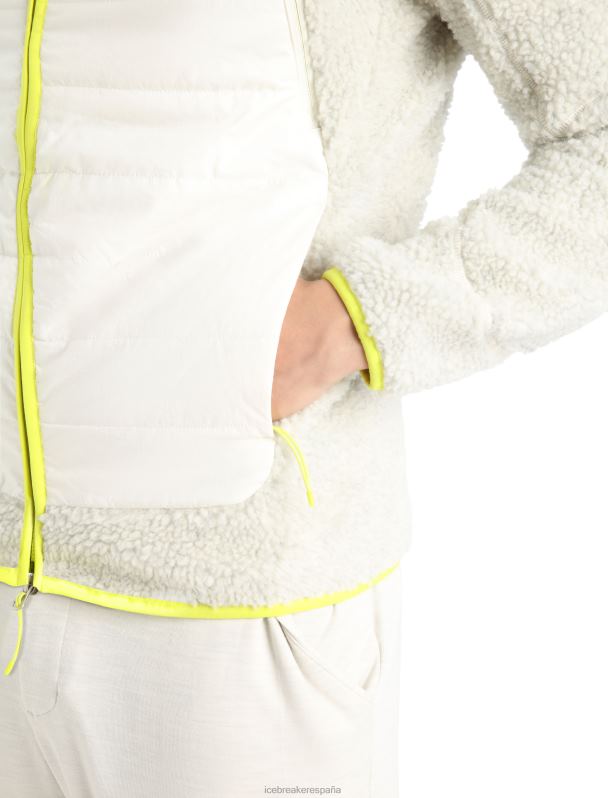 Icebreaker hombres Realfleece merino capucha de manga larga con cremallera y pelo alto 0V2J0415 ropa crudo jaspeado/nieve