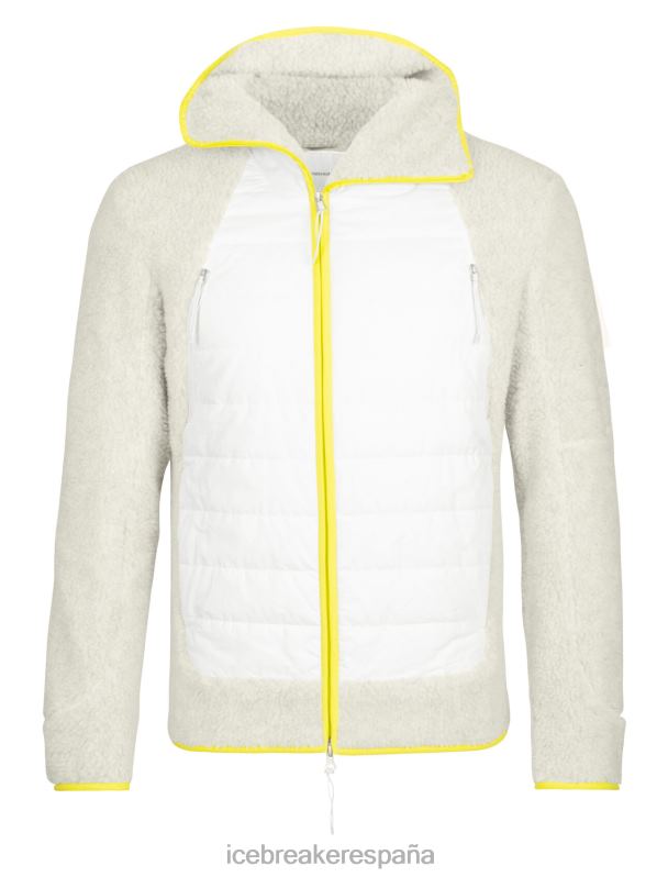 Icebreaker hombres Realfleece merino capucha de manga larga con cremallera y pelo alto 0V2J0415 ropa crudo jaspeado/nieve