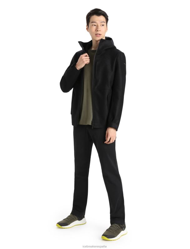 Icebreaker hombres chaqueta con capucha de lana merino 0V2J0369 ropa negro