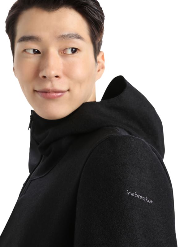 Icebreaker hombres chaqueta con capucha de lana merino 0V2J0369 ropa negro