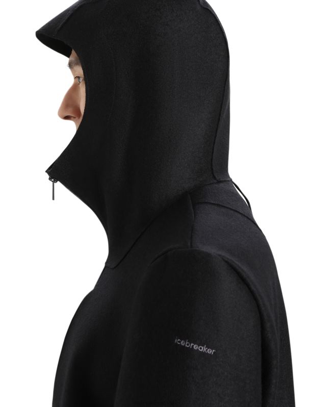 Icebreaker hombres chaqueta con capucha de lana merino 0V2J0369 ropa negro