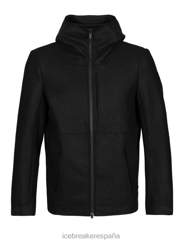 Icebreaker hombres chaqueta con capucha de lana merino 0V2J0369 ropa negro