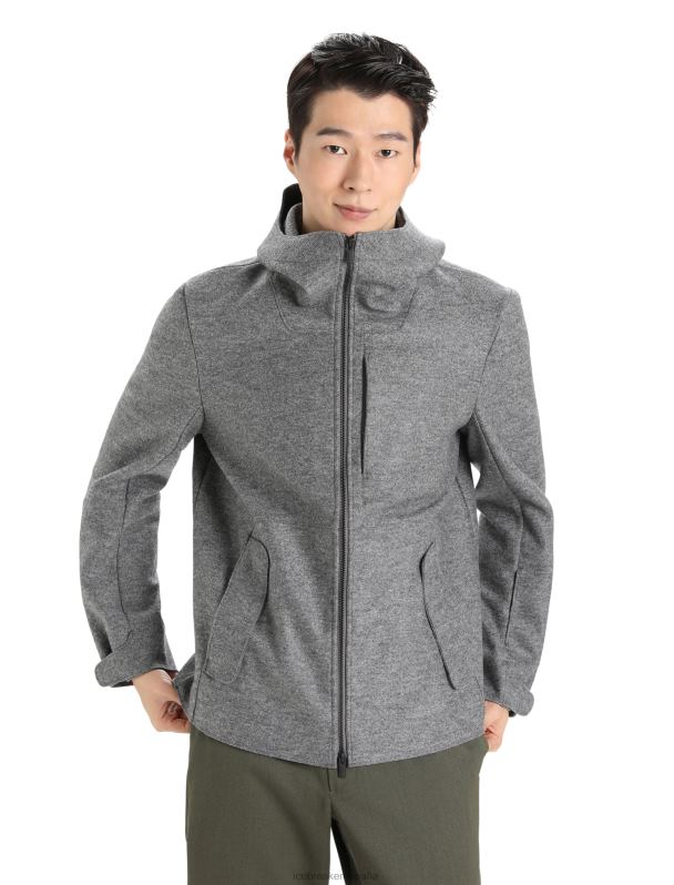 Icebreaker hombres chaqueta con capucha de lana merino 0V2J0370 ropa brezo de piedra arenisca