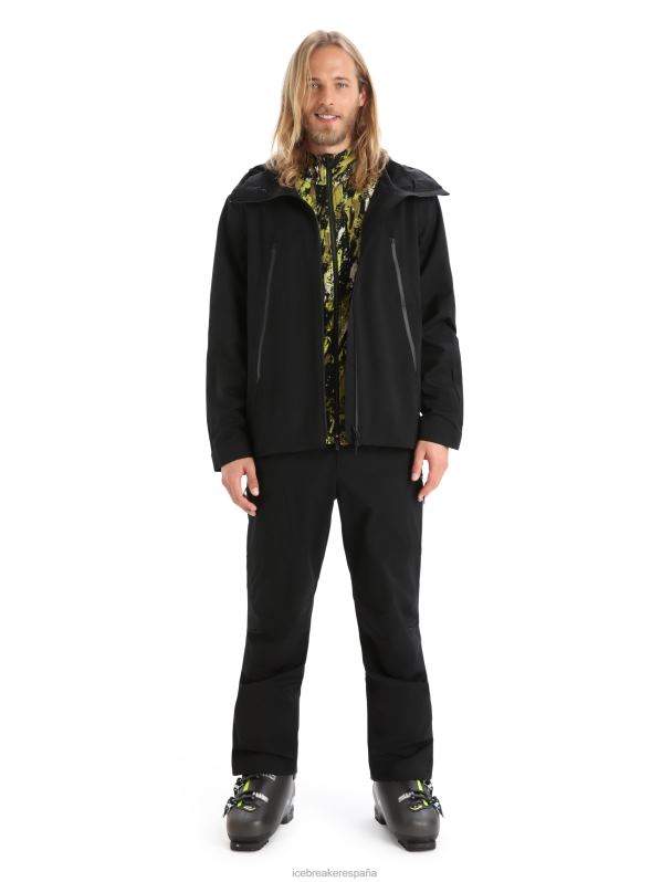 Icebreaker hombres chaqueta con capucha shell+ merino 0V2J0393 ropa negro