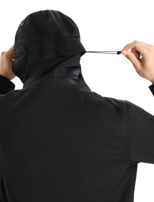 Icebreaker hombres chaqueta con capucha shell+ merino 0V2J0393 ropa negro