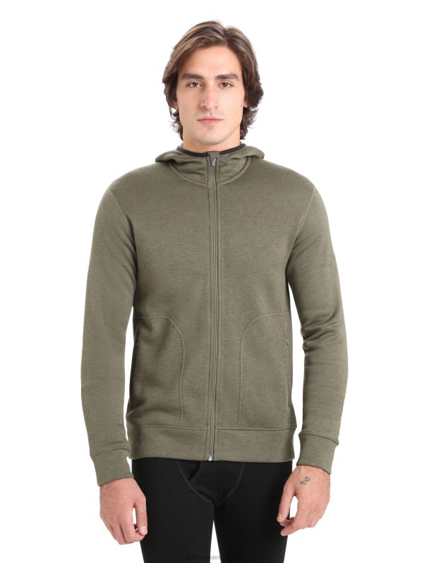 Icebreaker hombres chaqueta con capucha y cremallera de manga larga realfleece merino elemental 0V2J0439 ropa cargarse
