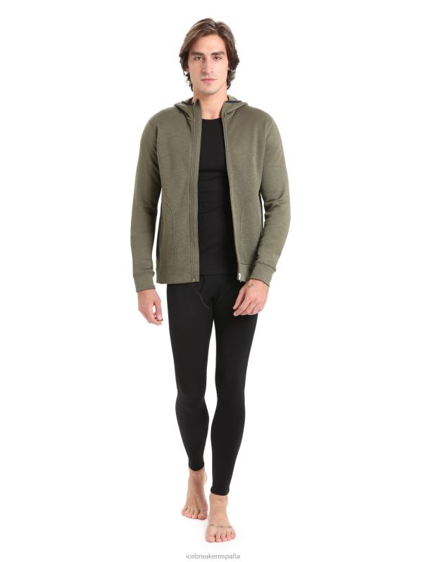 Icebreaker hombres chaqueta con capucha y cremallera de manga larga realfleece merino elemental 0V2J0439 ropa cargarse
