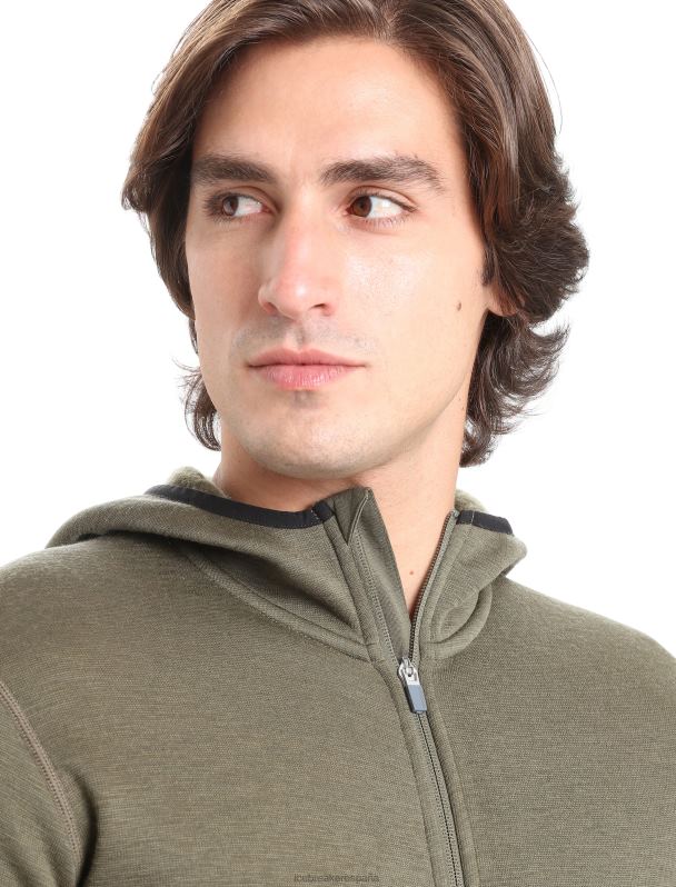 Icebreaker hombres chaqueta con capucha y cremallera de manga larga realfleece merino elemental 0V2J0439 ropa cargarse
