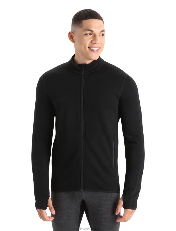 Icebreaker hombres chaqueta con cremallera de manga larga y elemento elemental de merino realfleece 0V2J0422 ropa negro