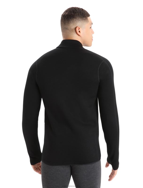 Icebreaker hombres chaqueta con cremallera de manga larga y elemento elemental de merino realfleece 0V2J0422 ropa negro