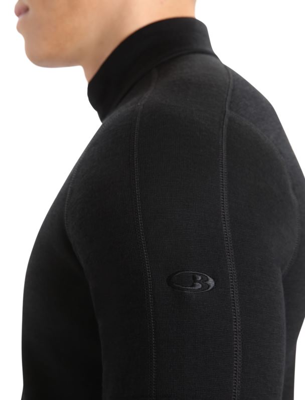 Icebreaker hombres chaqueta con cremallera de manga larga y elemento elemental de merino realfleece 0V2J0422 ropa negro