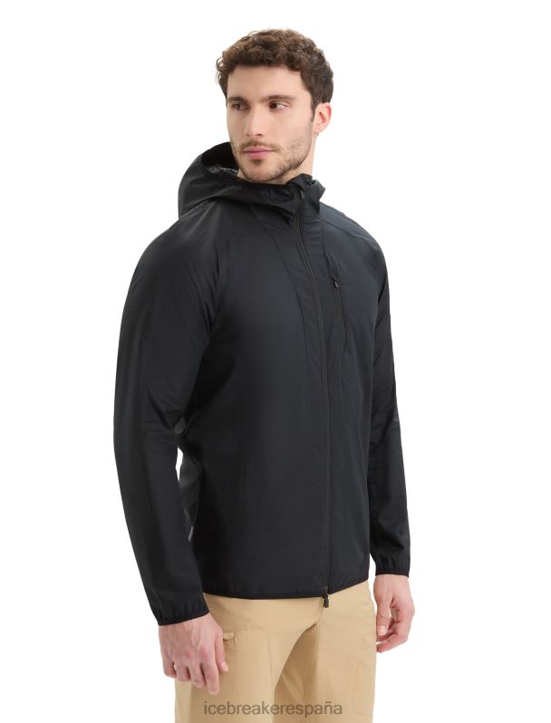 Icebreaker hombres cortavientos de algodón merino shell+ 0V2J0237 ropa negro