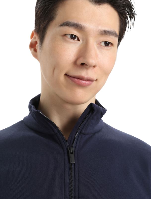 Icebreaker hombres merino central ii manga larga con cremallera 0V2J0360 ropa azul marino de medianoche