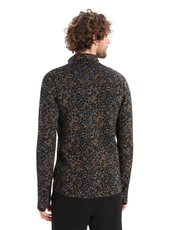 Icebreaker hombres merino elemental manga larga cremallera liquen 0V2J0402 ropa negro/clavo